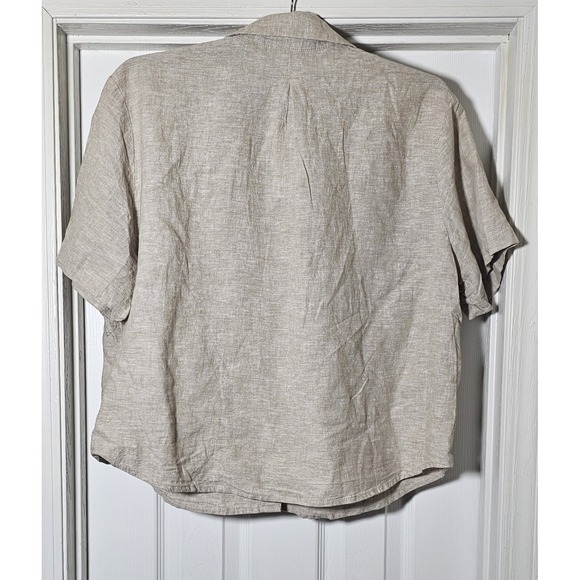 MONKL Linen Blend Set Women's Size Large Wide Leg Pleated Pants Button Up Top - Picture 4 of 12